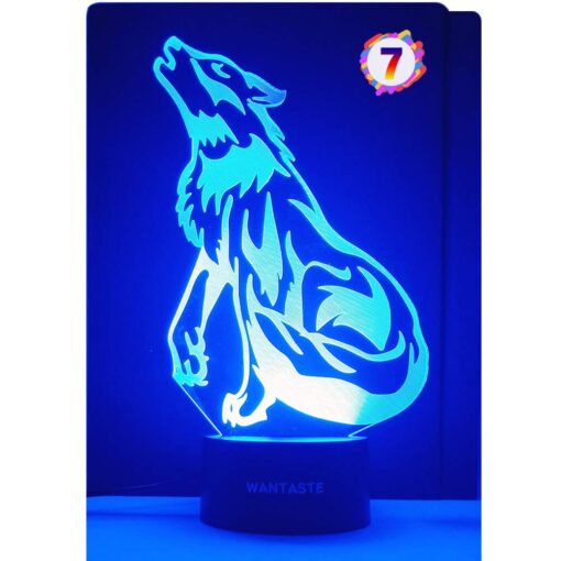 WANTASTE Wolf 3D Lamp Gifts for Boys Girls Room, Night Light Toys Bedside Decor Gifts for Kids Baby, 7 Colors Changing Nightlight with Smart Control