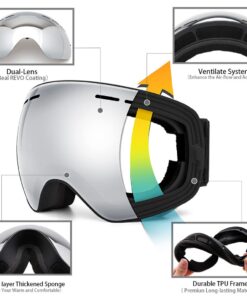 JULI Ski Goggles,Winter Snow Sports Snowboard Goggles with Anti-Fog Lens BNC A1-black / Silver 22 61rQIkOwDOL