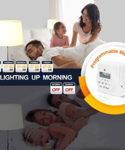 iPower 7 Day Heavy Duty Digital Programmable Electric Timer, Indoor Dual Outlet Switch for Lights, Appliance, Pool Pump, 125VAC, 15A, 60 Hz, 1725W, 2-Pack, white 2 pack 10 61rQkm7rE8L