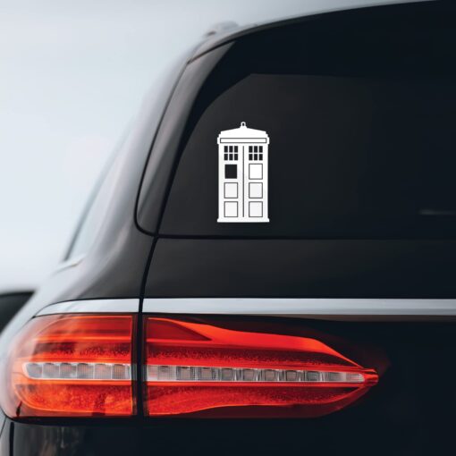 DW Police Box Sticker Decal Notebook Car Laptop 2" x 5" (White)