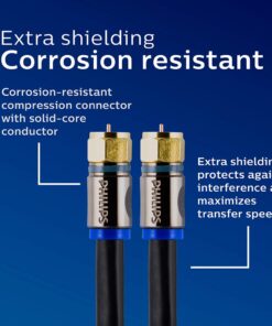 PHILIPS RG6 Quad Shield Coaxial Cable, 6 ft. in-Wall Rated, Ideal for TV Antenna DVR Satellite Cable, F-Type Connectors, 3 Ghz Digital, Black, SWX9444B/27 6 ft. 8 61rUEU9R7DL