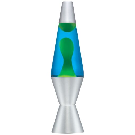 Lava Lite 2124 the Original 14.5-Inch Silver Base Lamp with Yellow Wax in Blue Liquid Classic