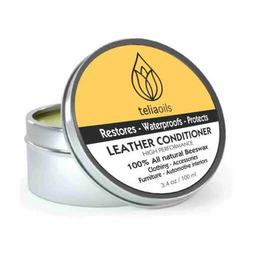 Teliaoils Leather Conditioner - Natural Clear Leather Repair Care Balm for any kind- Waterproofing Leather Salve Restorer, Softener & Protector - for Upholstery, Furniture, Shoes, Sofa & More