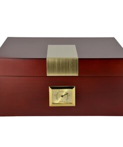 Alternative view of La Cubana Cherry Wooden Cigar Humidor with Golden Metal Holds up to 50 Cigars