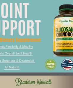 Bradeson Naturals Joint Supplement with Glucosamine Chondroitin Turmeric MSM Boswellia Bromelain & Quercetin.Promotes Joint Health. 90 Capsules. Made in USA 22 61rdBXWBfhL