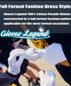 Alternative view of Gloves Legend - 100% Cotton White Marching Band Parade Formal Dress Gloves For Men - Size Large White - 3 Pairs