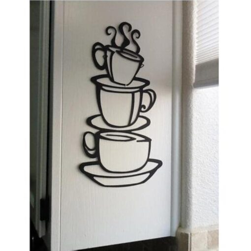 Coffee Cup Double Sided Visual Removable Wall Vinyl Sticker Decals Decor Art Bedroom Design Mural Black 15'' X 8''