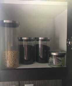 Balchy 5-Piece Canisters Sets with Silicone Seal Borosilicate Glass Jars Vacuum Seal for Tea Coffee Sugar Pop Flour Canister for Kitchen large 34 61rif QPUYL