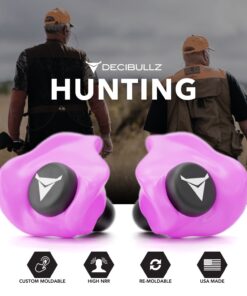 Decibullz - Custom Molded Earplugs, 31dB Highest NRR, Comfortable Hearing Protection for Shooting, Travel, Swimming, Work and Concerts (Pink) Pink 23 61rjlhzou8L