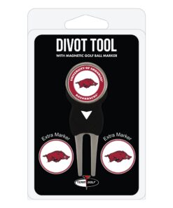 Team Golf NCAA Divot Tool with 3 Golf Ball Markers Pack, Markers are Removable Magnetic Double-Sided Enamel Arkansas Razorbacks