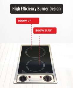 Alternative view of Summit CR2B120 12-inch Wide 115V 2-Burner Radiant Electric Cooktop, Jet Black Glass Easy to Clean, Two Burner Total 2400W, Push-to-Turn Knob Control, Indicator Light, Hot Warning, Easy Plug-In