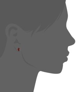 Amazon Collection 925 Sterling Silver Cushion Cut Birthstone Stud Earrings for Women Red Garnet,January 6 mm 4 61rqyUiXNQL