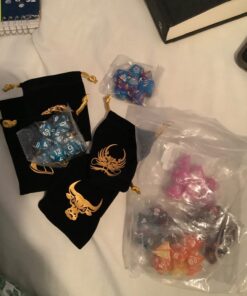 QMay DND Dice Set with 6 Pattern Dice Bag, 42 Pieces, 6 Sets Double - Colors Polyhedron Great for Dungeons and Dragons RPG MTG Table Games 6 sets-42pcs 33 61rtyRi9eTL