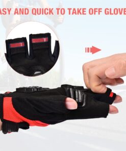 FIRELION Bike Gloves for Men/Women Cycling,Cycling Gloves for Outdoor MTB DH Road Racing,Full Finger Half Finger Padded Bicycle Protective Gloves,Non-Slip Shock-Absorbing Touchscreen Riding Gloves Medium Red 12 61rvQ8448bL