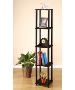 Alternative view of FURINNO Turn-N-Tube 5-Tier Corner Square Rack Display Shelf, Round, Espresso/Black Round Tube