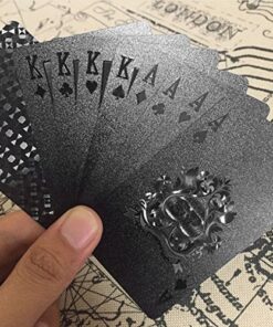 EMFK 54pcs/Pack Fashion Gold Foil Poker Novelty Collection Waterproof PVC Plastic Color:Black 19 61rzx6Eq55L