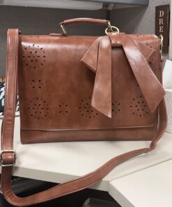 ECOSUSI Women's Briefcase Vegan Leather Laptop Bag for Work Shoulder Computer Satchel Bag with Detachable Bow 14 inch Coffee 50 61s0CAZii4L