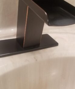 BWE Oil Rubbed Bronze Bathroom Faucet Modern Waterfall for Sink 1 Hole or 3 Hole Rustic Bath Vanity Faucets Single Handle Mixer Tap with Supply Lines 38 61s2ozfJJJL