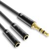 Syncwire Headphone Splitter, Nylon-Braided Extension Cable Audio Stereo Y Splitter (Hi-Fi Sound), 3.5mm Male To 2 Ports 3.5mm Female Headset Splitter for Phone, PS4, Switch, Tablets & More Black 67 61s3mftV04L 3