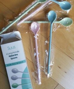 Gohh Long Handle Spoons 7.2 Inch: Latte Machiatto, Tall Iced Tea, Ice Cream Sundae, Coffee, Tea, Cocktail or Hot Chocolat Stirring Longdrink Spoons, Set of 6 Green, Blue, Pink 37 61s4Y4fg6kL