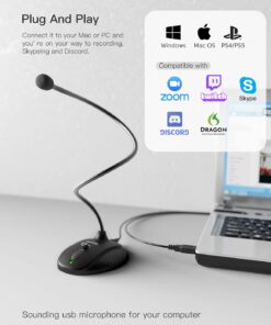 Fifine USB Computer Microphone, Plug &Play Desktop Condenser PC Laptop Mic,Mute Button with LED Indicator, Compatible with Windows/Mac, Ideal for YouTube,Zoom,Recording,Twitch Games(K054) Flexible gooseneck 13 61s6U0khCuL