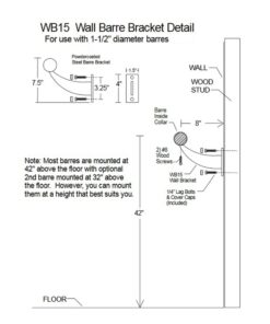 VITA Barre Wall-Mounted Single Ballet Barre, Classic WB15, Wood | Fixed Height, Made in USA, Home, Studio or Gym Exercise Equipment for Kids & Adults | Dance, Fitness, Pilates Black 4 Ft 20 61sDW J5mgL