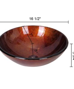 Aquaterior Modern Bathroom Round Artistic Tempered Glass Vessel Vanity Sink Bowl Basin Spa (FAUCET NOT INCLUDED) Flame Red 28 61sF0dRX3hL