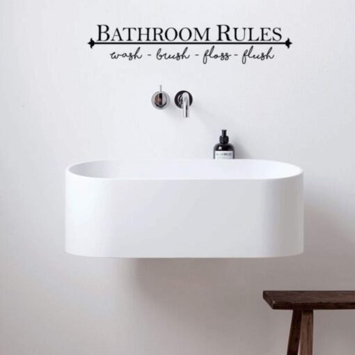 Bathroom Wall Art Decal Sticker 22" X 6" Black