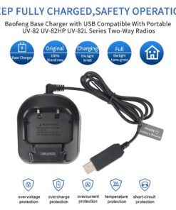 Baofeng USB Cable Battery Charger with Indicator Light for Portable Baofeng UV-82 UV-82HP UV-82L Series Two-Way Radios 12 61sM2mM2PcL