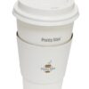 16 oz Hot Beverage Drinking Disposable White Paper Coffee Cup with White Dome Lid and Kraft Sleeve Combo 50 Pack