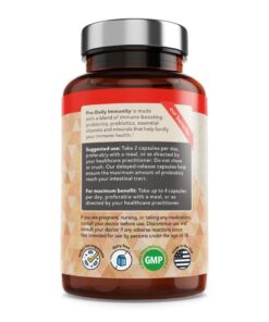 Vitamin Bounty Pro-Daily Immunity Probiotic - 10 Billion CFU Blend, Zinc & Vitamin C for Digestive Health, Immune Support Prebioitcs and Probiotics for Women and Men - 60 Capsules 1 21 61sQFfT2iAL 2