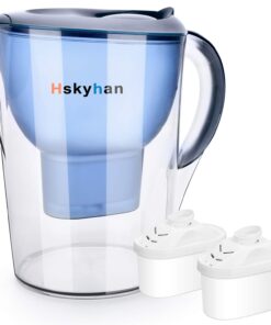 Hskyhan Alkaline Water Filter Pitcher - 3.5 Liters Improve PH, 2 Filters Included, BPA Free, 7 Stage Filteration System to Purify, Blue