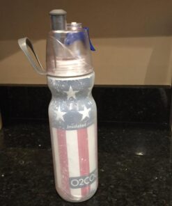 O2COOL Mist 'N Sip Misting Water Bottle 2-in-1 Mist And Sip Function With No Leak Pull Top Spout Sports Water Bottle Reusable Water Bottle - 20 oz (Patriot) American Flag 17 61sSjiQdP5L
