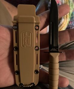MTech USA MT-632 Series Fixed Blade Tactical Neck Knife, 6-Inch Overall Tan Handle Drop Point Blade 9 61sSzblMWmL