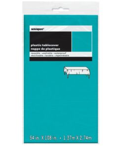 Unique Rectangular Plastic Table Cover, 54" x 108", Caribbean Teal 54" x 108" 9 61sUqlzqFUL