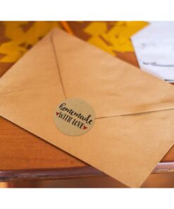 Homemade Sticker Labels - 1000-Piece Homemade with Love Stickers, Homemade Stickers Roll, Kraft Stickers for Gifts, Crafts, DIY Projects, Envelope Sealing, Brown, 1.5 x 1.5 Inches 11 61sWDqdDkL