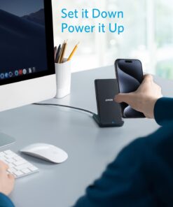 Alternative view of Anker 313 Wireless Charger (Stand), Qi-Certified for iPhone 15/15 Pro/15 Pro Max/14/14 Pro Max, 10W Fast-Charging Galaxy S20, S10 (No AC Adapter) 1pack Black 1