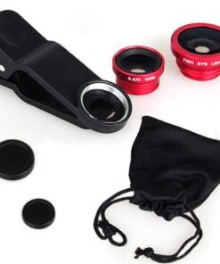 KINGMAS 3 in 1 Universal Fish Eye & Macro Clip Camera Lens Kit for iPad iPhone 7 6 5 Samsung BlackBerry HTC and Most Smartphones (Red) 29 61sZMIk2i2L 1