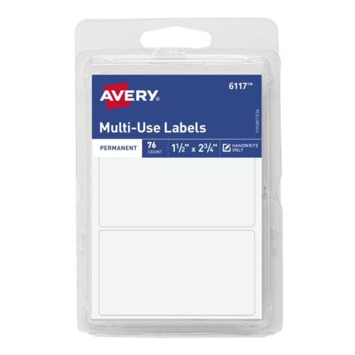 Avery All-Purpose Labels, 1.5 x 2.75 Inches, White, Pack of 76 (6117) Multi