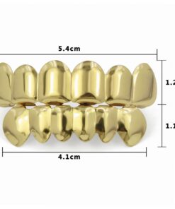 Alternative view of TOPGRILLZ Gold Grills for Your Teeth 18K Gold Plated Hip Hop Custom Fit Polished Teeth Grillz for Men and Women with 4 Silicon Molding Bars Rapper Costume Gold 6 Fangs