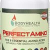 BodyHealth PerfectAmino Tablets (1PK), All 8 Essential Amino Acids with BCAAs + Lysine, Phenylalanine, Threonine, Methionine, Tryptophan, Supplement for Muscle Mass Production, Recovery & Strength 1