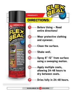 Flex Seal, 14 oz, Black, Stop Leaks Instantly, Waterproof Rubber Spray On Sealant Coating, Perfect for Gutters, Wood, RV, Campers, Roof Repair, Skylights, Windows, and More 14 Ounce (Pack of 1) 26 61sf1ZMP8L
