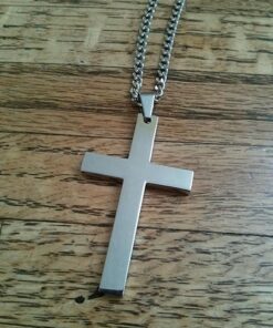 FIBO STEEL Stainless Steel Cross Pendant Chain Necklace for Men Women, 22-30 Inches 50*30*3mm cross, 24 inches chain 50 61sgMLrSHgL