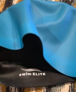 Reversible Silicone Swim Cap, Waterproof 2-in-1 Swimming Caps for Men and Women with Carry Bag, Flexible Adult Swimmers Cap for Short and Medium Length Hair Blue/Black 17 61sl6fNs8L