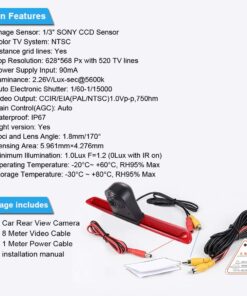 Navinio Car Third Roof Top Mount Brake Lamp Camera Brake Light Rear View Backup Camera Replacement for VW Crafter Transporter Mercedes Benz Sprinter W906 Van Model 1=Brake light camera 17 61sle320WkL