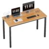Need Computer Desk, 47 inch Home Office Desk, Modern Simple Style Home Office Gaming Desk, Basic Writing Table for Study Student, Black Metal Frame, Teak 47 inches Teak + Black