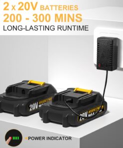 2 Battery Electric Spin Scrubber, 1000RPM Cordless Cleaning Brush Waterproof with 20V Power Supplied, Adjustable Extension Arm, 4 Replaceable Cleaning Heads, Hook, Gloves - for Tub/Tile/Wall/Floor Yellow-2 Batteries 21 61snEoysPL