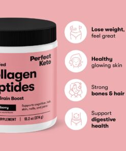 Perfect Keto Collagen Peptides Protein Powder with MCT Oil - Grassfed, GF, Multi Supplement, Best for Ketogenic Diets, Use as Keto Creamer, in Coffee and Shakes for Women & Men - Salted Caramel 31 61sohIO0bkL 2