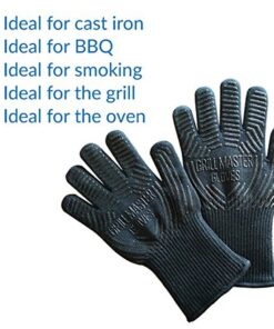 Grill Glove Set of 2 - Grill Gloves Heat Resistant Extreme BBQ Gloves Oven Gloves Rated to 932f - Ideal Grilling Gloves by Grill Master (Black) 10 61spRePAxZS
