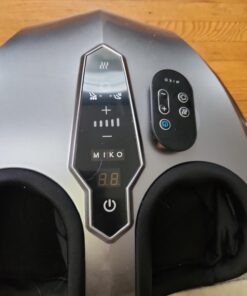 MIKO Foot Massager Machine with Deep-Kneading, Compression, Shiatsu, and Heat for Plantar Fasciitis, Neuropathy, Fits up to Men Size 13 Grey With Button 50 61syJVBmTkL